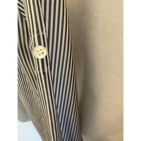 J. Crew Women's Silk Vertical Navy & White Narrow Striped Blouse, Size 00 - Picture 5 of 8